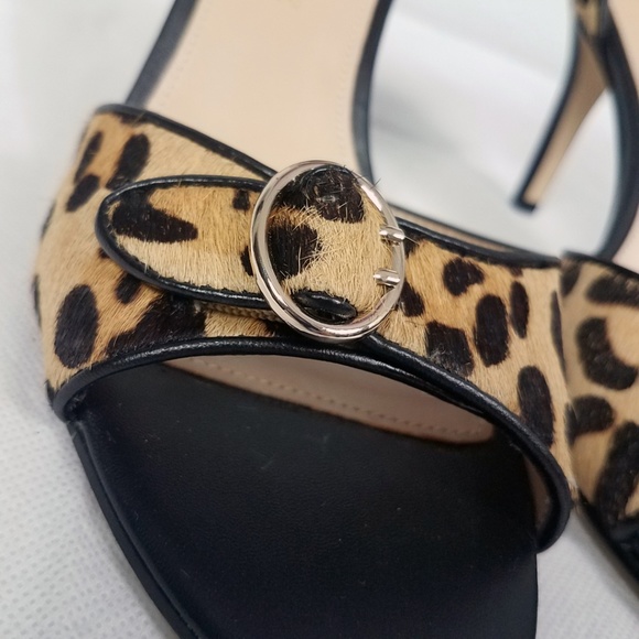 Audrey Brooke Leopard Ganauche Leather Heels Shoes - Picture 5 of 8